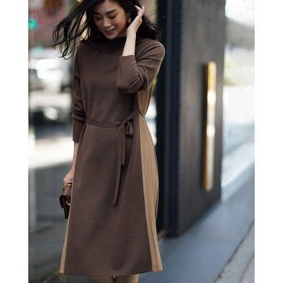 ドゥクラッセ Doclasse ミラノリブ 異素材ニットワンピース ブラウン ブランド公式 Locomall ロコモール 通販 Paypayモール