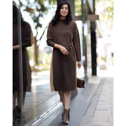 ドゥクラッセ Doclasse ミラノリブ 異素材ニットワンピース ブラウン ブランド公式 Locomall ロコモール 通販 Paypayモール