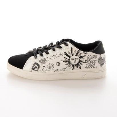 デシグアル Desigual 手書きスタイルのイラストと文字付きレディーススニーカー ホワイト ブランド公式 Locomall ロコモール 通販 Paypayモール