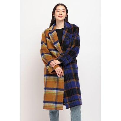 39 割引 ギフト デシグアル Desigual ルーズシルエットでチェック柄プリントのレディースロングコート イエロー コート アウター レディースファッション ファッション Intercontactservices Com