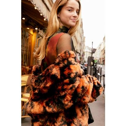 Desigual（デシグアル） エコファー クロスショートコート （オレンジ 