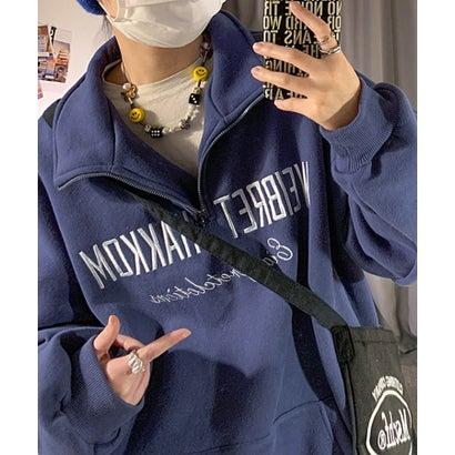 DEVICE デバイス フロントデザイン ハーフジップ スウェット （NV 