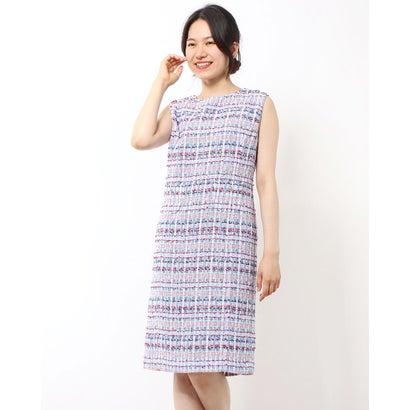 46 割引 国内配送 ディノス Dinos マリアケントファンシーツイードワンピース ブルーxレッドケイ ワンピース チュニック レディースファッション ファッション Ma Mahida Sch Id