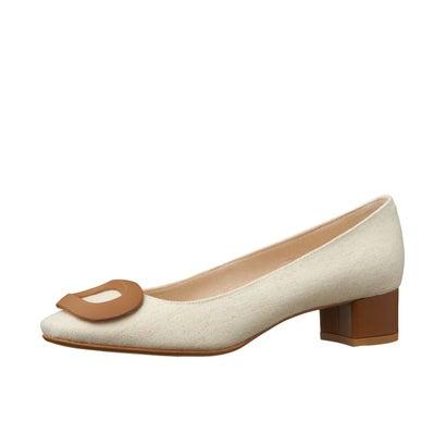 DIANA（ダイアナ） ミドルヒールパンプス （アイボリー生地