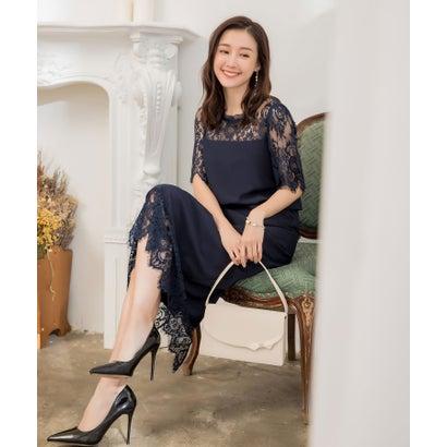 ドレスプラス DRESS+ 総レース結婚式ワンピースお呼ばれパーティドレス （ネイビー）_15