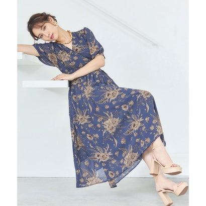 ドレスプラス DRESS+ ワンピース 花柄 カシュクール ミモレ丈 5分袖 （ネイビー）｜locondo-shopping｜06