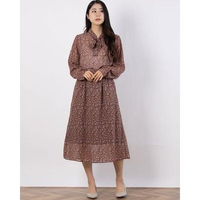 イーハイフンワールドギャラリーアウトレット E Hyphen World Gallery Outlet 花柄ボータイワンピース Brown ブランド公式 Locomall ロコモール 通販 Paypayモール