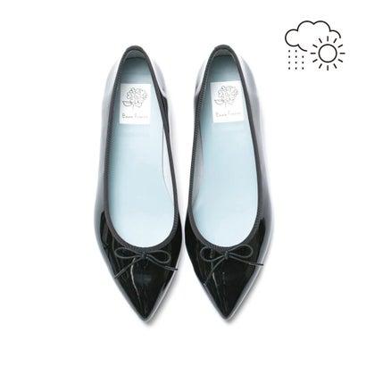 【レイン対応】エマ フランシス Emma Francis フラットバレエシューズ （ブラック エナメル）