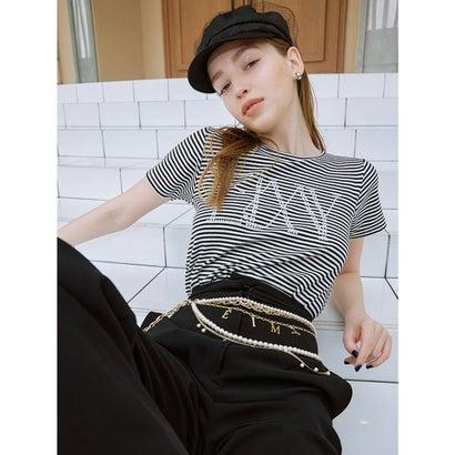 エイミーイストワール eimy istoire パールロゴミニマルTシャツ （BLACK）｜locondo-shopping｜05