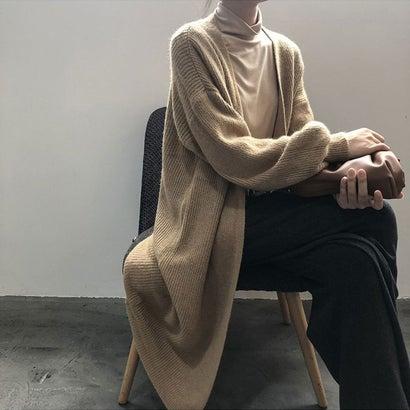 フォースメント Forcement ロングニットカーディガン （キャメル