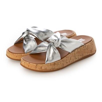 フィットフロップ fitflop F-MODE LEATHER-TWIST FLATFORM SLIDES (CORK WRAP) （Silver）｜locondo-shopping｜05