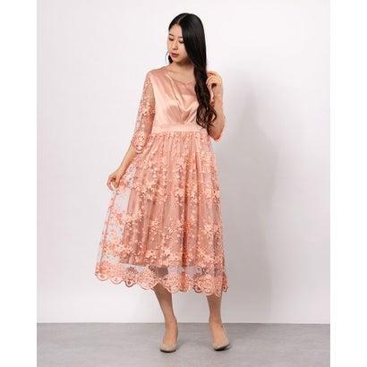 100 の保証 ハレモード Haremode 結婚式 二次会 セレモニーシーン対応 ワンピース パーティードレス 刺繍レースワンピース アプリコット 無料長期保証 Missbargainhuntress Com