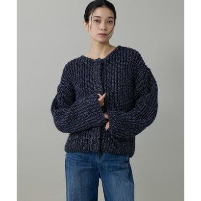 INED（イネド） 片畦クルーネックカーディガン （ネイビー 