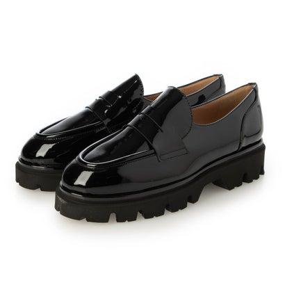 インターショシュール INTER-CHAUSSURES ラウンドトウタンクソールローファー （ブラックエナメル）