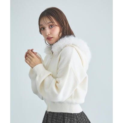 イング INGNI 7Gファー付ニットパーカー （オフホワイト）