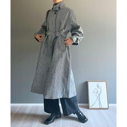 Jewelobe ジュエローブ ヘリンボーン比翼ロングコート （ブラック