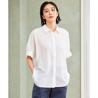 極美品 自由区 接触冷感・UVケア・抗菌防臭・洗える リヨセルポプリン ブラウス 自由区（ジユウク） L 【接触冷感・洗える】リヨセルポプリン ブラウス