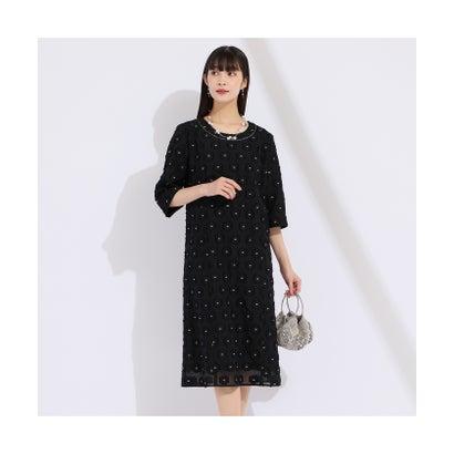 リリアンビューティ Liliane Burty 【WEB先行販売/M?4L】フラワーカットジャカードワンピース （ブラック）