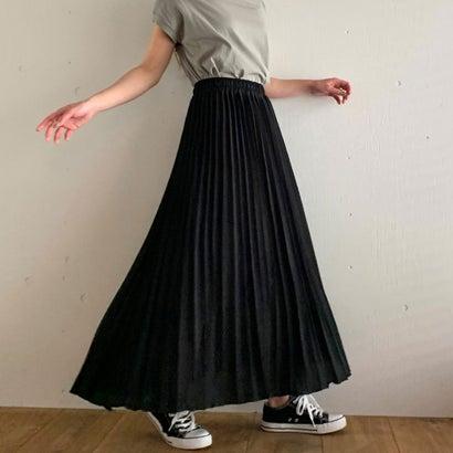 ジュノア JUNOAH プリーツロングスカート スカート プリーツ 韓国ファッション （ブラック）｜locondo-shopping｜02