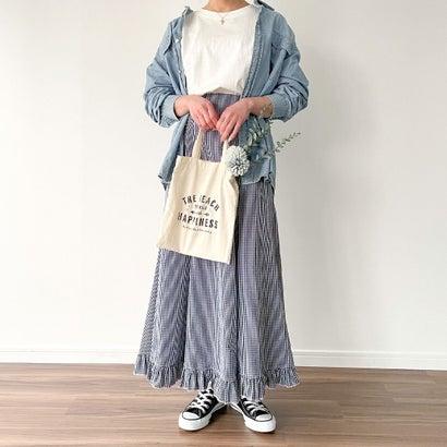 ジュノア JUNOAH ギンガムチェック柄裾フリルマーメイドスカート （ネイビー）｜locondo-shopping｜04