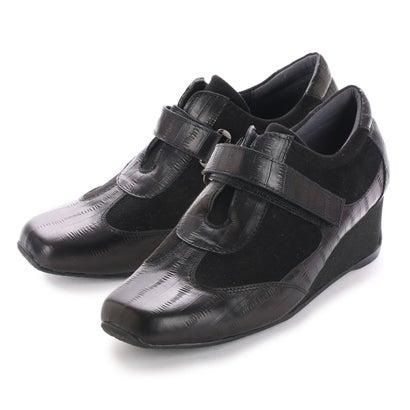 ラウンド大特価 Kisco 本革 ブラック ファッション 通販 ロコモール ロコモール ブランド公式 Locomall キスコ 切替素材 マジックテープウェッジシューズ ブラック ブランド公式 スニーカー