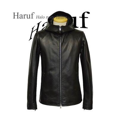 ハルフ Haruf 本革 フード付きレザージャケット ライダースジャケット