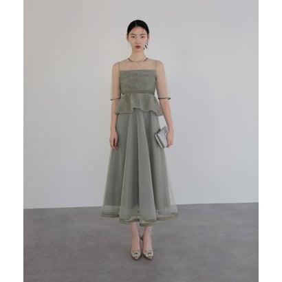 レジャ Leja ローズペプラムビスチェAラインドレスワンピース美脚効果結婚式 パーティードレス 成人式 20代 30代 40代 （GREEN）_7