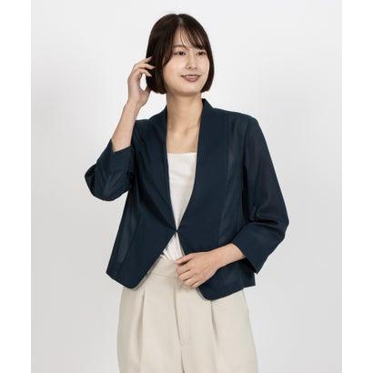 Leilian（レリアン） ノーカラーシアージャケット （ダークグリーン