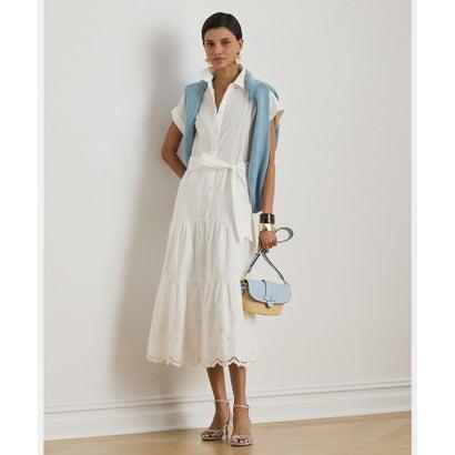ローレン ラルフ ローレン LAUREN RALPH LAUREN アイレット ブロードクロス ティアード シャツドレス （100ホワイト）