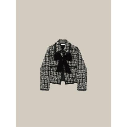 ラポミ プチ LA POMME petit Ribbon Piping Tweed Jacket （Black