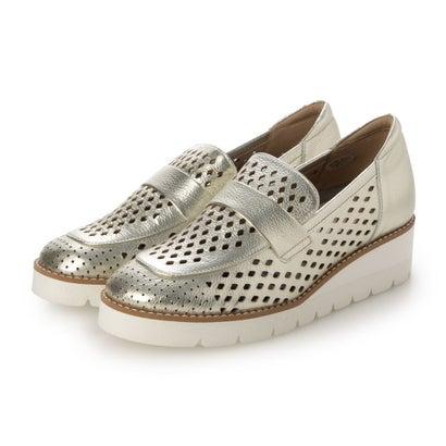 miss kyouko 新品未使用⭐️22,5 牛革パンチング ローファー ミスキョウコ Miss Kyouko 4Eパンチングローファー （プラチナ