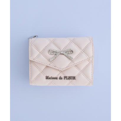 メゾン ド フルール Maison de FLEUR リボンビジューキルティングウォレット ライトピンク