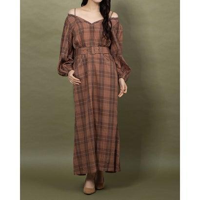 宅送 オフショルチェックレディワンピース ブラウン 訳ありセール格安 Skylanceronline Com