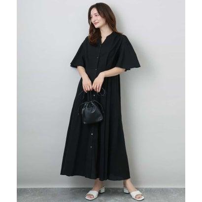 エムケー ミッシェルクラン MK MICHEL KLEIN キーネックコットンワンピース/洗える （ブラック （無地））