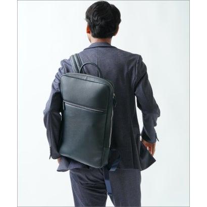 MURA 薄マチ ダブルジッパー シュリンクレザー スマート ビジネスリュック （ネイビー）