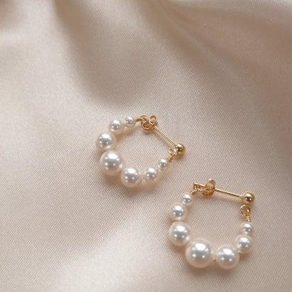 ノエルマーケット Noelmarket ピアス 金属アレルギー対応 パール フープピアス つけっぱなし 18k パーティー ドレス 仕事 人気 上品｜locondo-shopping｜07