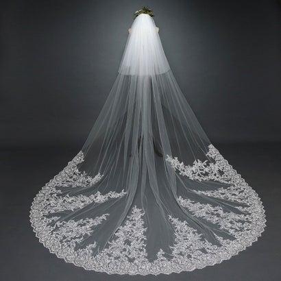 バックヤードファミリー BACKYARD FAMILY ウエディング ベール 豪華 刺繍 レース （ホワイト）