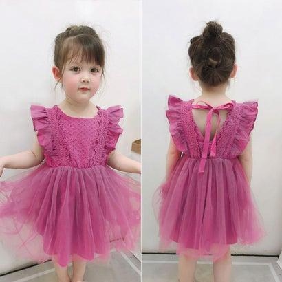 バックヤードファミリー BACKYARD FAMILY キッズ ワンピース子供ドレス nb3010 （パープル）