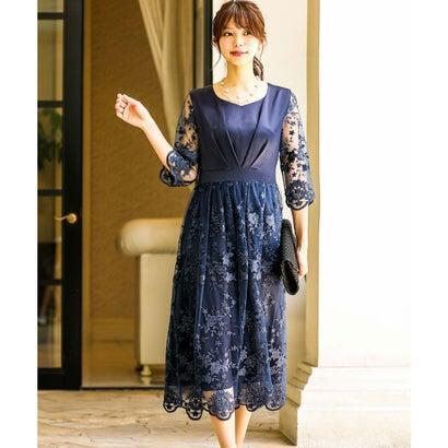 ニアナ Niana サテン レース切り替えシースルー 結婚式ワンピース パーティードレス 成人式 同窓会 二次会 ドレス ネイビー ブランド公式 Locomall ロコモール 通販 Paypayモール