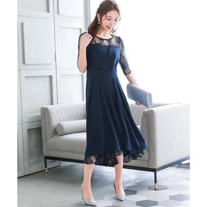 全国組立設置無料 ニアナ Niana ビスチェ風 バックリボン レース 結婚式ワンピース パーティードレス 成人式 同窓会 二次会 ドレス ネイビー 日本全国送料無料 Nooitmeergrasmaaien Be