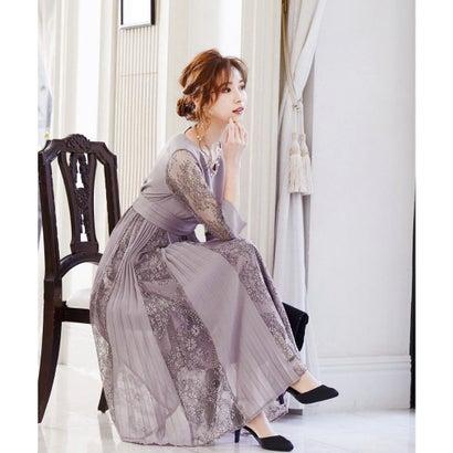 ニアナ Niana プリーツ×レース 7分袖ドレス 結婚式ワンピース