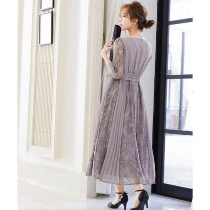 ニアナ Niana プリーツ×レース 7分袖ドレス 結婚式ワンピース