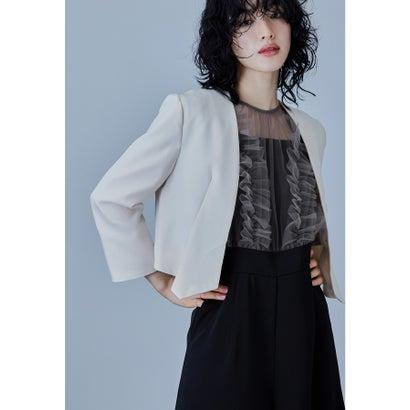 ニアナ niana ノーカラーショートフォーマルジャケット 結婚式 お呼ばれ 同窓会 （エクリュ）