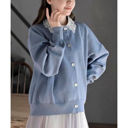 アールピーエス rps ゴールドボタンクルーネックスポンジニット