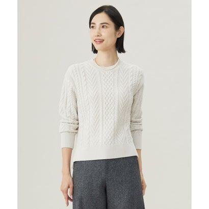 J.PRESS LADIES L 【WEB限定カラーあり・洗える】EIGER CORD ALAN クルーネックプルオーバー ニット （オフ系）