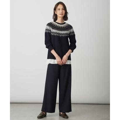 J.PRESS LADIES L FAIR ISLE ラウンドネック ニット （オフ系）