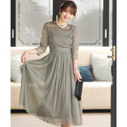 PourVous（プールヴー） ラメチュールワンピースドレス七分袖&ロング