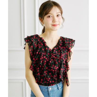 トッコクローゼット tocco closet インナー付きチェリー柄ラッフル