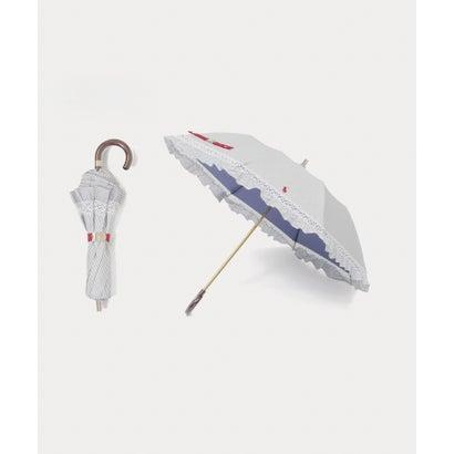 新品　ポロラルフローレン 楽折　晴雨兼用傘　ストライプフリル　折りたたみ　日傘 POLO RALPH LAUREN（ポロ・ラルフローレン） 晴雨兼用折りたたみ日傘