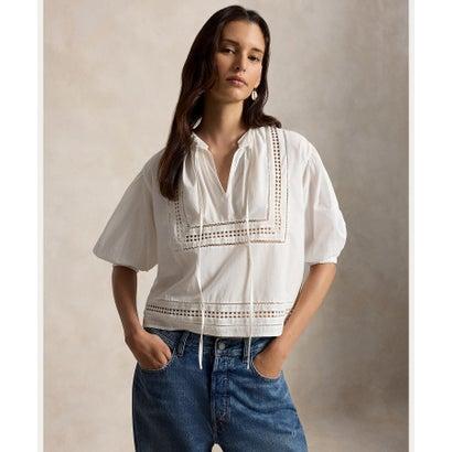 ポロ ラルフ ローレン POLO RALPH LAUREN レーストリム コットン シャツ （100ホワイト）